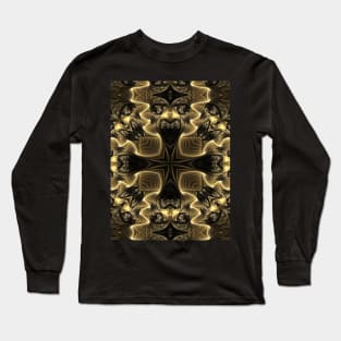 Black N Gold Fractal Long Sleeve T-Shirt